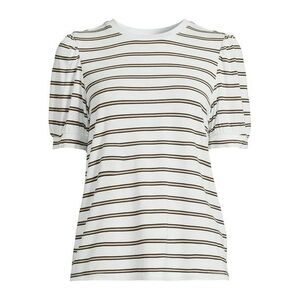 Time and Tru Women's Puff Sleeve Jersey Knit Top Striped Size XXL Rayon Spandex